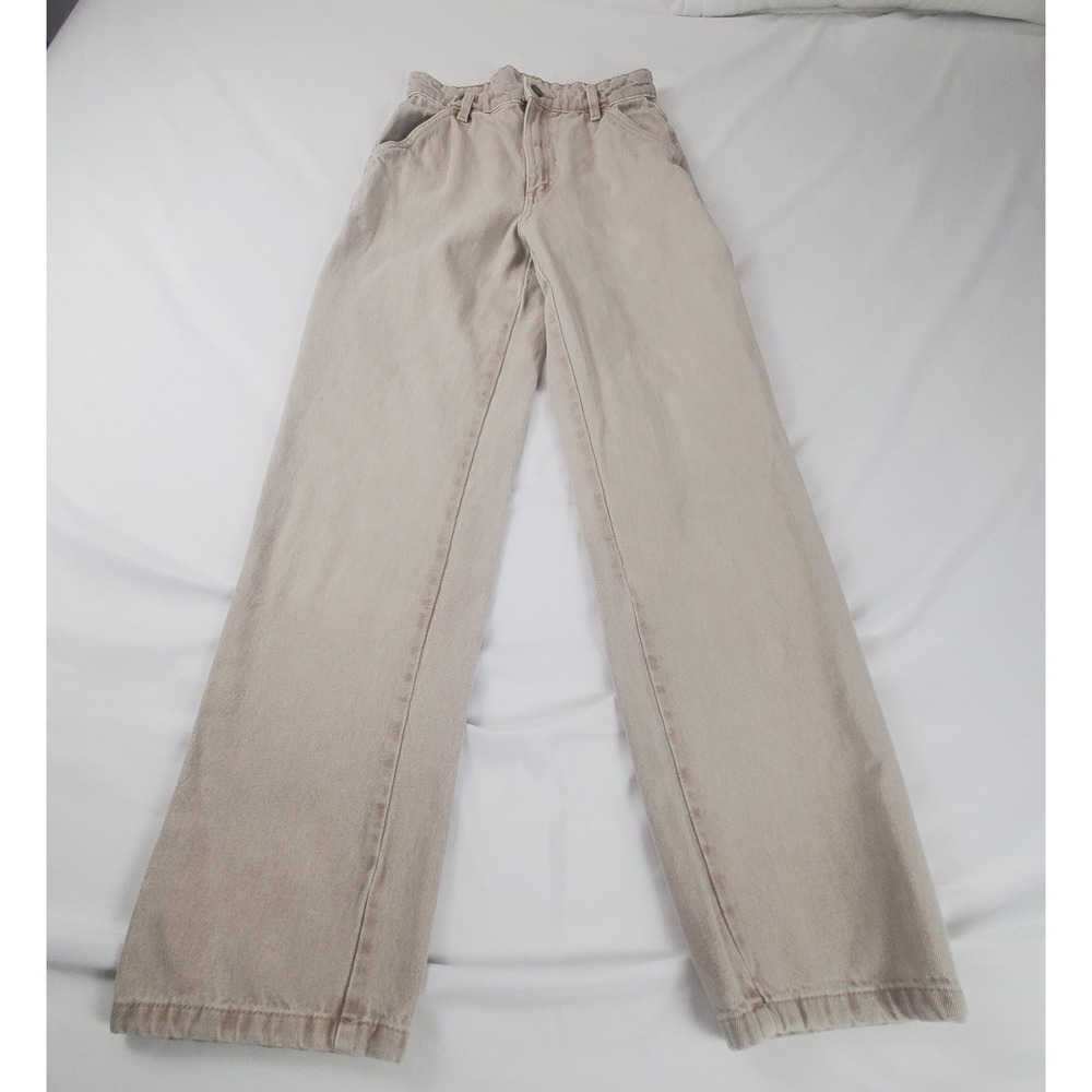 Cotton On Tan Beige High Waisted Carpenter Wide Leg Utility Jeans Pants 26